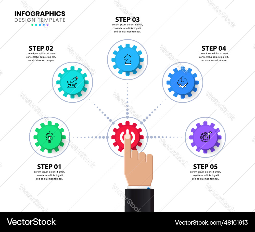 Infographic template finger with power button Infographic template finger with power button Vector Image
