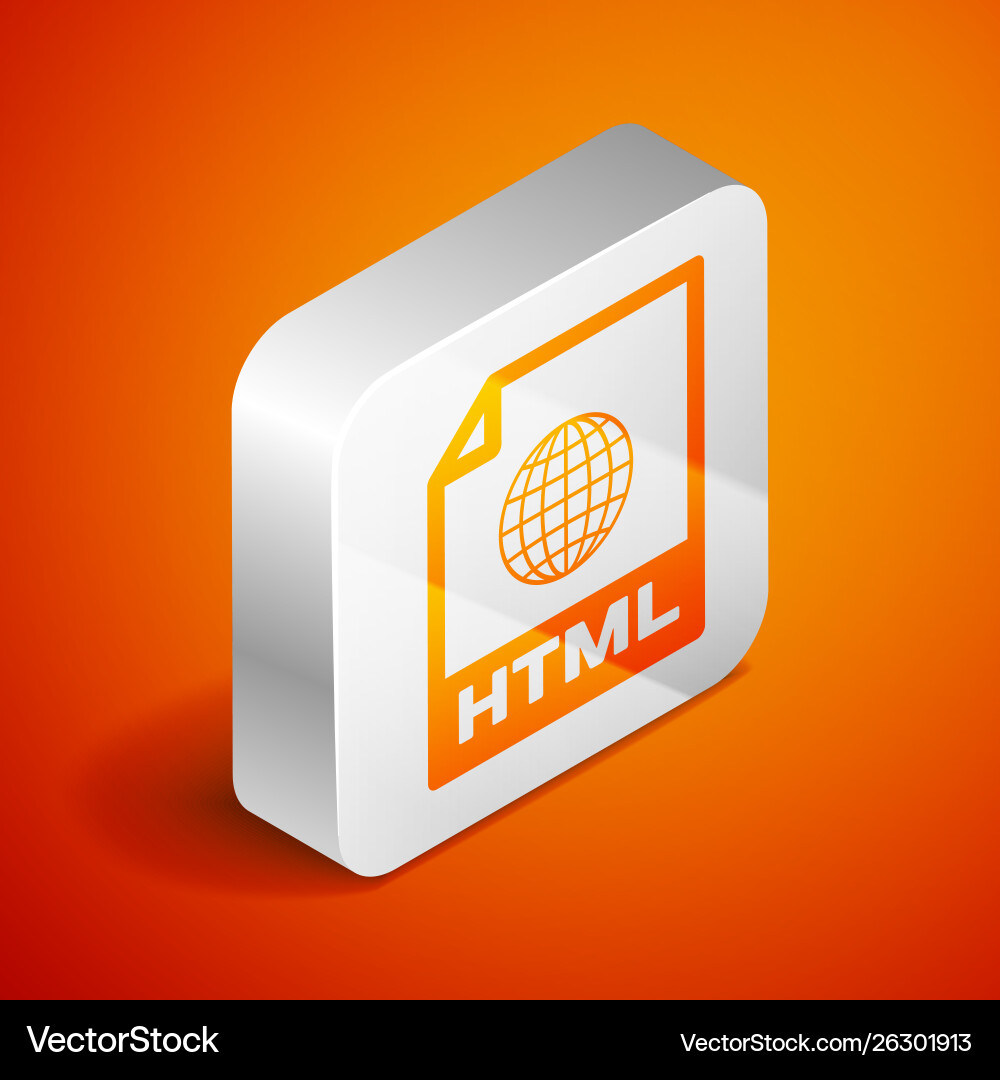 Isometric html file document icon download Isometric html file document icon download vector image