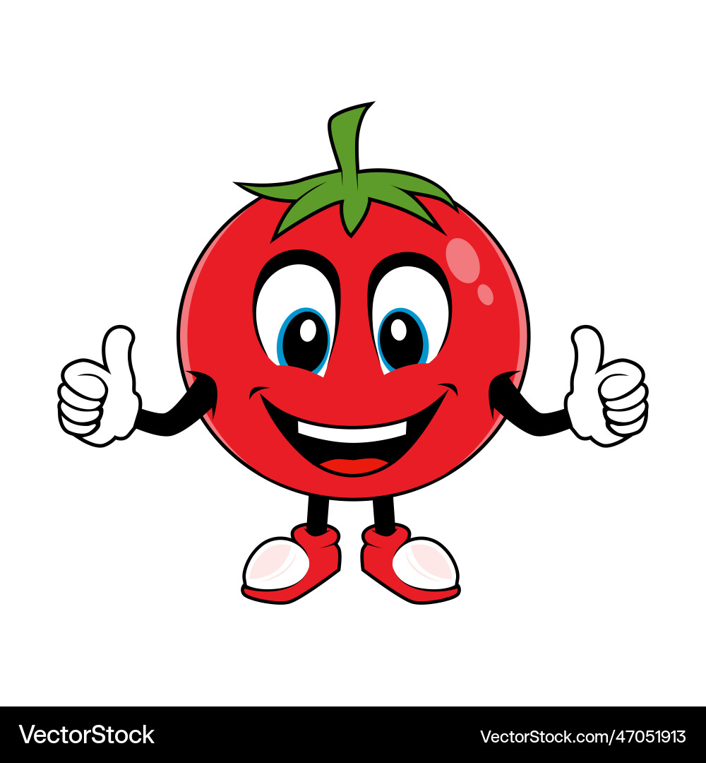 Lächelnde Tomaten Maskottchen geben Daumen nach oben Lächelnde Tomaten Maskottchen geben Daumen nach oben vektorbild