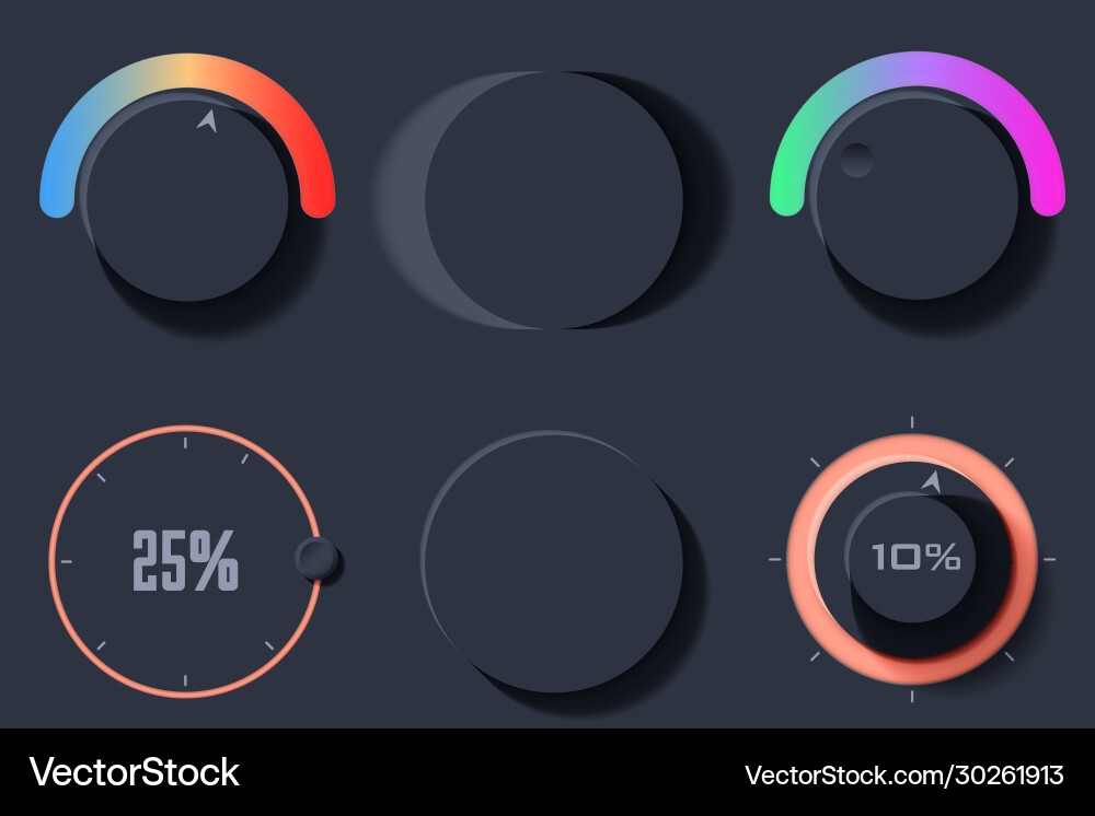 Neomorphic UI Circle Set vector image