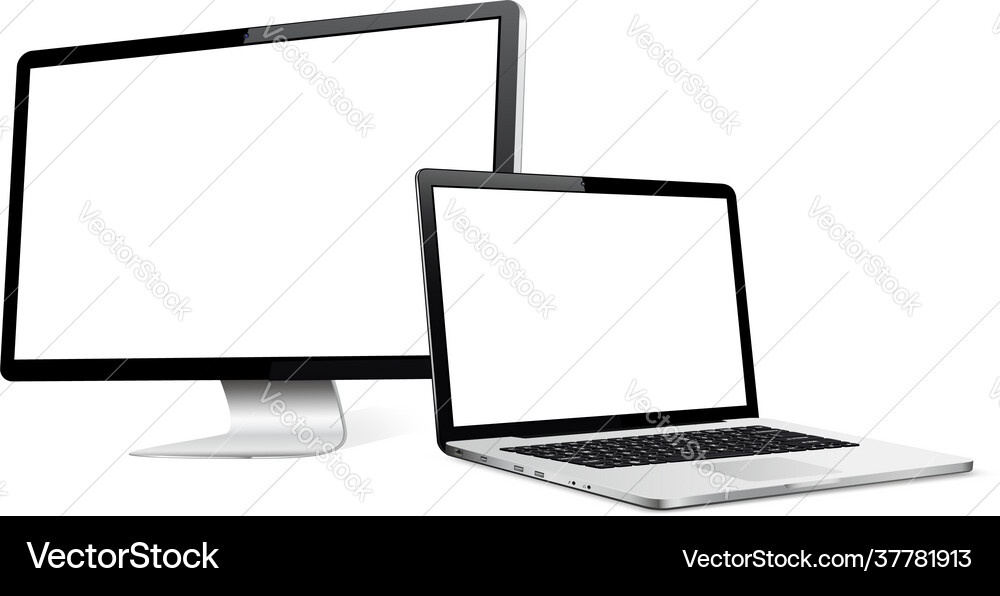 Responsive design computer display with laptop Responsive design computer display with laptop Vector Image