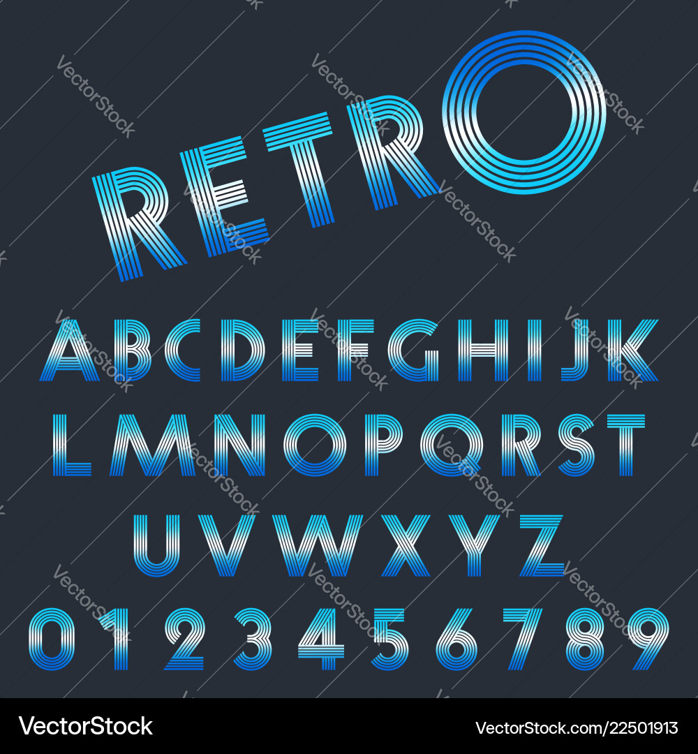 Retro Light Letter Set - Line Art vector image