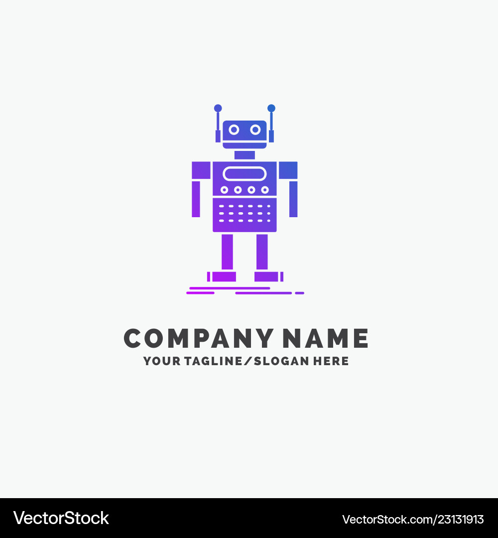 Robot android artificial bot technology purple Vector Image