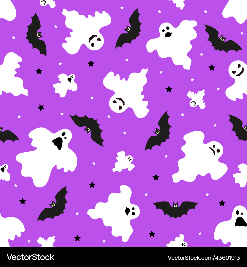 Seamless pattern with ghosts and bats Seamless pattern with ghosts and bats vector image