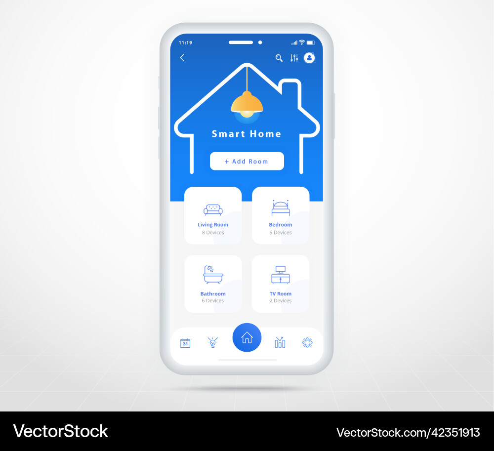 Smartphone smart home controlled app ux ui iot Smartphone smart home controlled app ux ui iot vector image