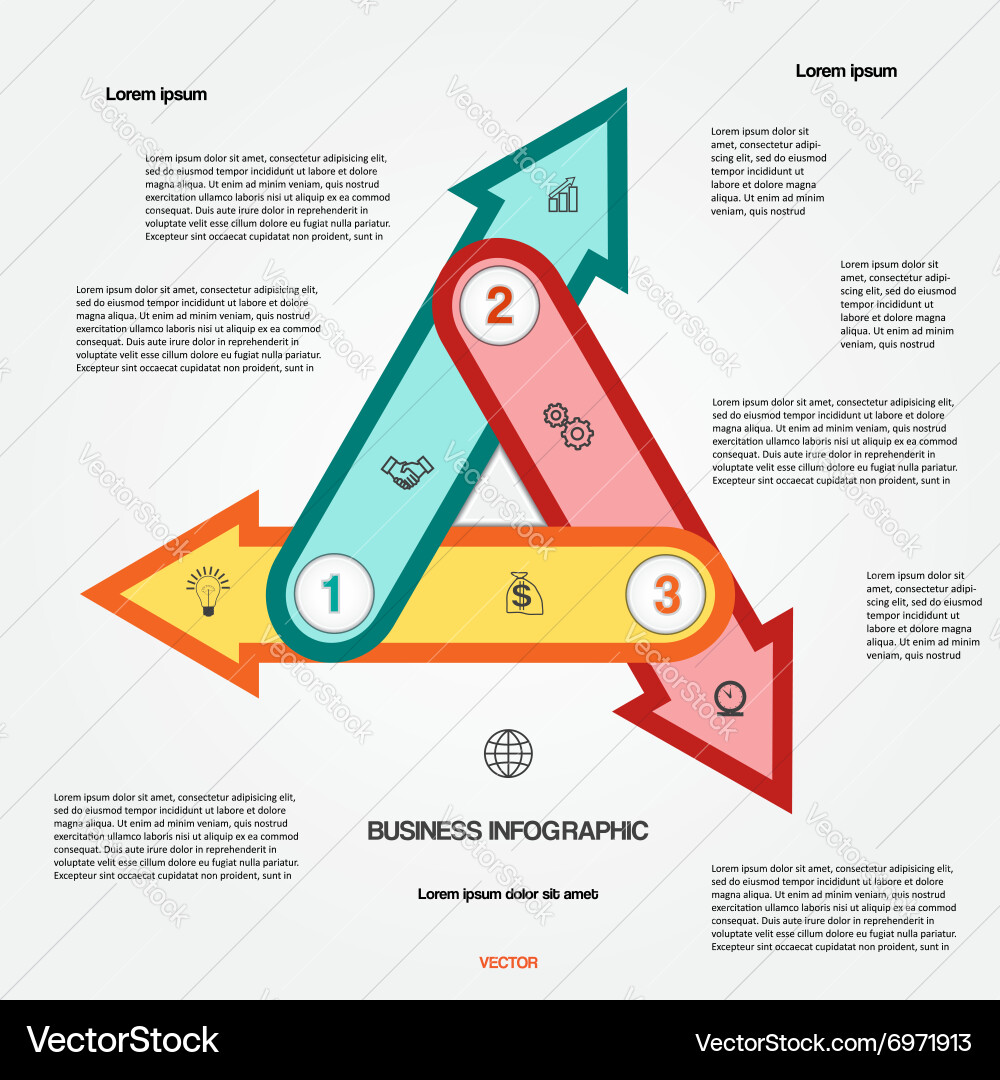 Template with 3 options multi coloured arrows vector image