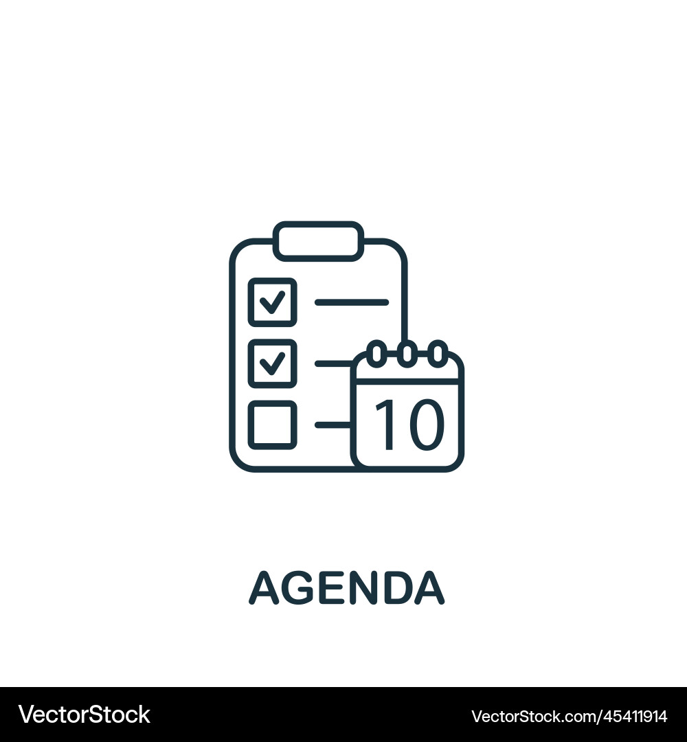 Agenda icon monochrome simple time management Agenda icon monochrome simple time management vector image