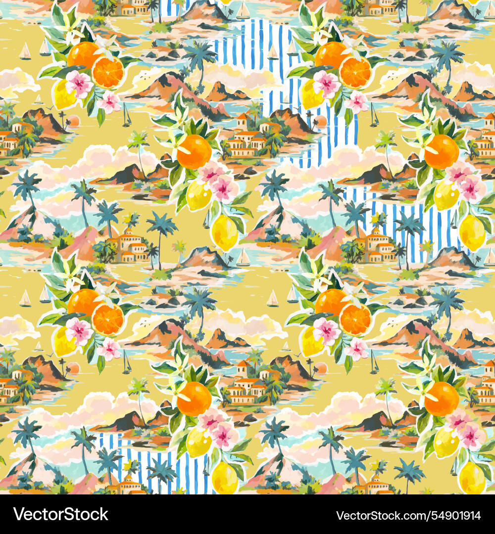 Beautiful tropical seamless pattern Beautiful tropical seamless pattern vector image