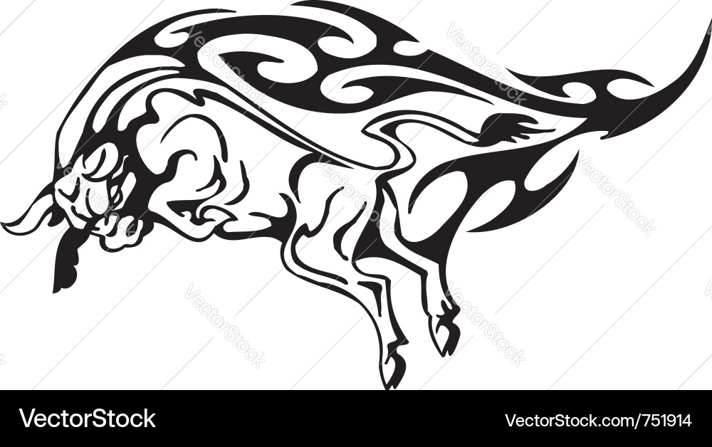 Bull in tribal style - image vector image