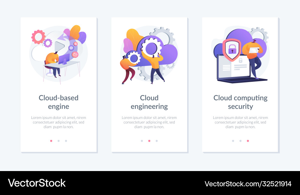 Cloud engineering services app interface template Cloud engineering services app interface template vector image