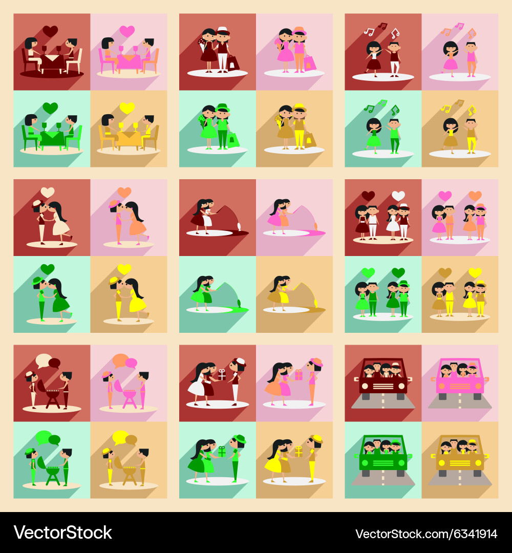 Flat with shadow concept and mobile application Vector Image