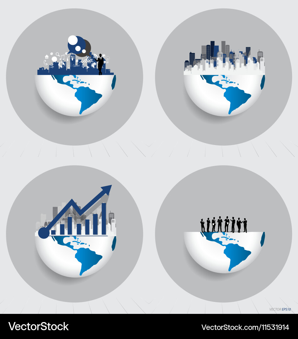 Globe and building with businessman can use vector image