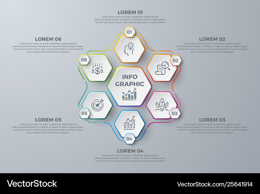 Infographic design element with 6 process steps vector image