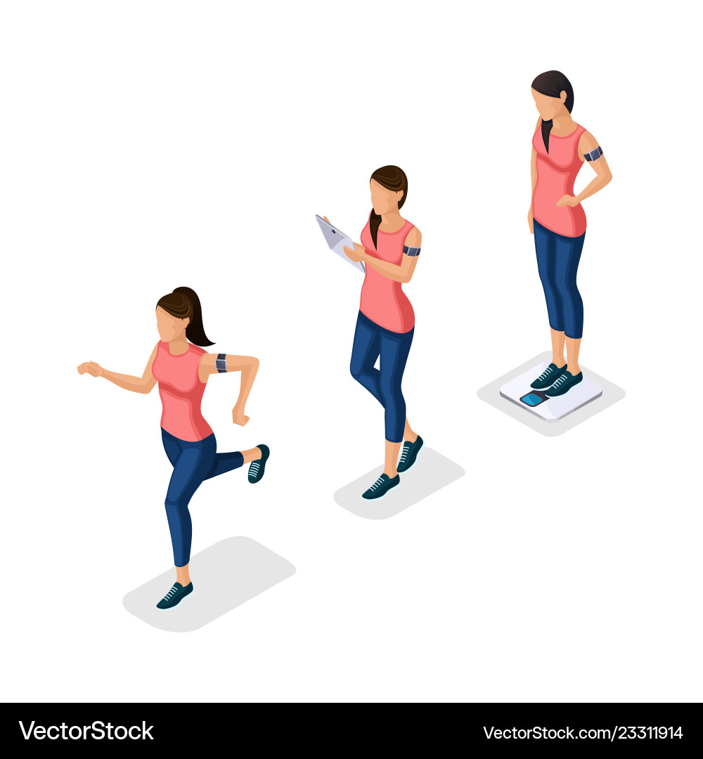 Isometric athlete young girl healthy lifestyle Isometric athlete young girl healthy lifestyle vector image