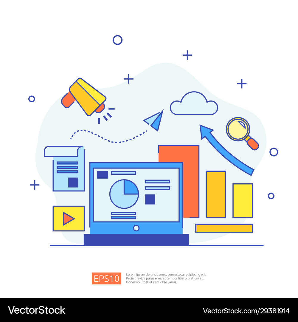 Marketing concept with document data report Marketing concept with document data report vector image