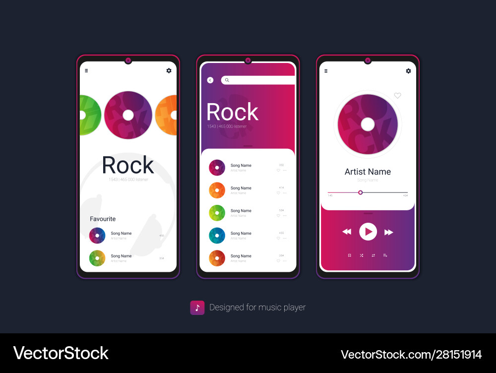 Mobile application interface music player Mobile application interface music player vector image