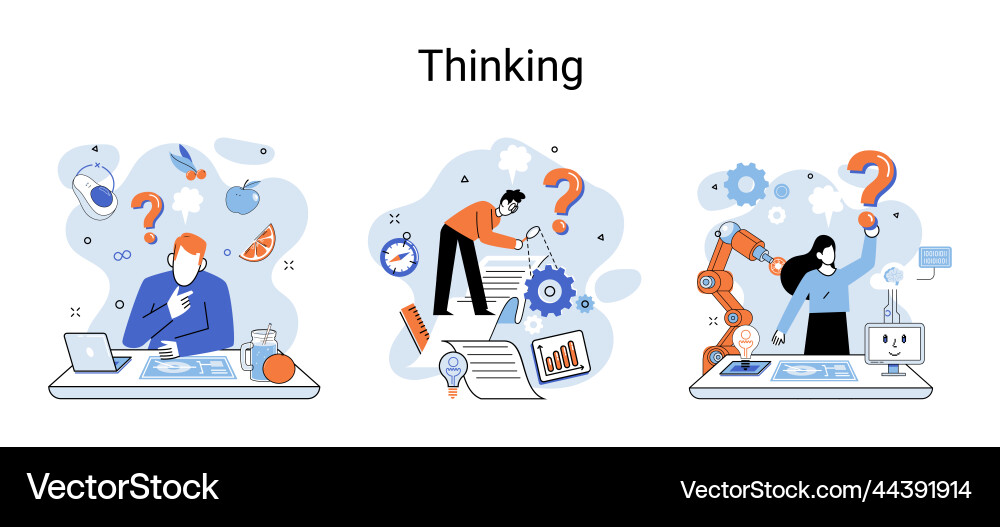 Problem solving concept man wondering or thinking Problem solving concept man wondering or thinking vector image