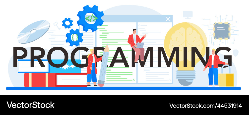 Programming typographic header idea of coding Programming typographic header idea of coding vector image