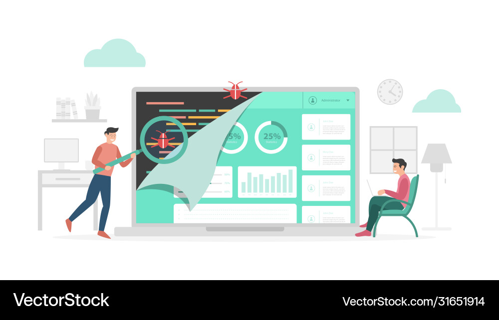 Qa quality assurance check data program bugs Qa quality assurance check data program bugs vector image