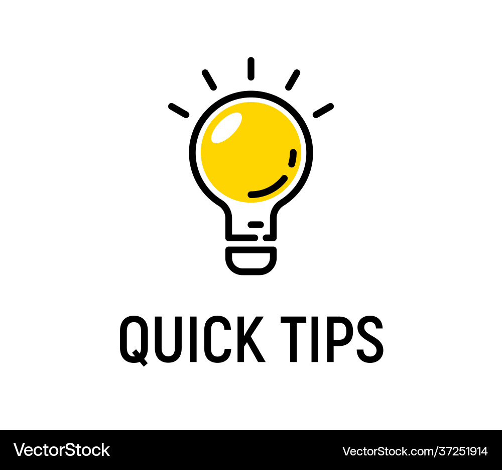 Quick tip hint icon bulb fact idea vector image