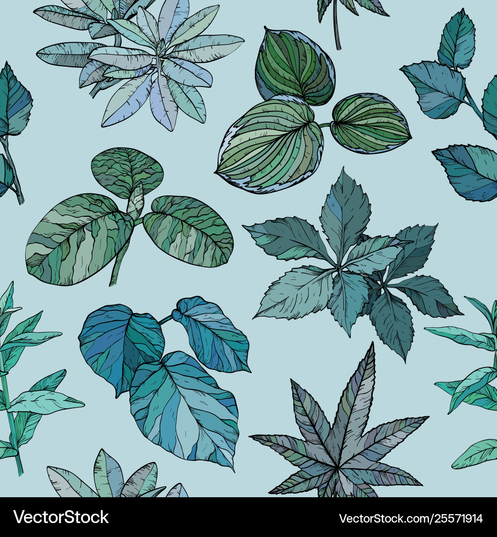 Seamless pattern with branches and leaves Vector Image