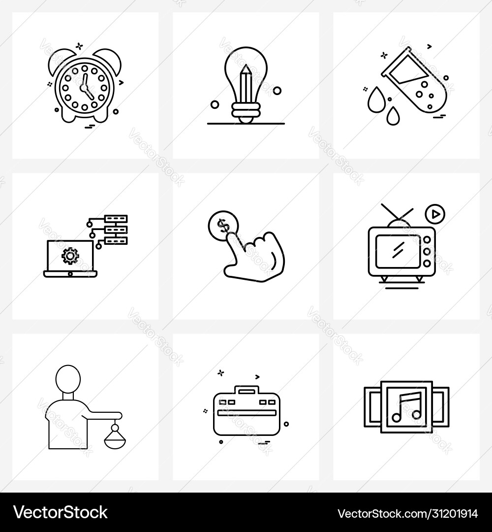 Set 9 simple line icons for web and print Vector Image
