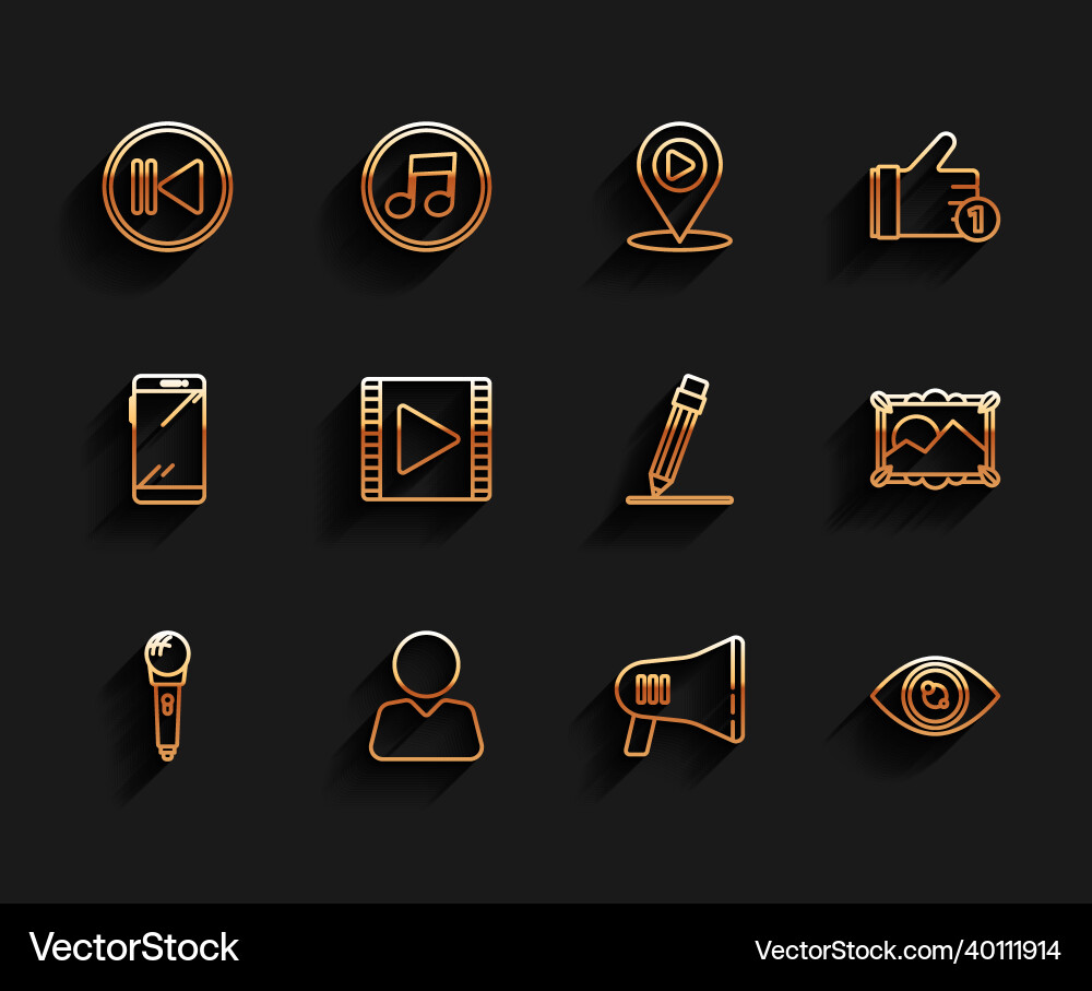Set line microphone add to friend rewind Set line microphone add to friend rewind vector image