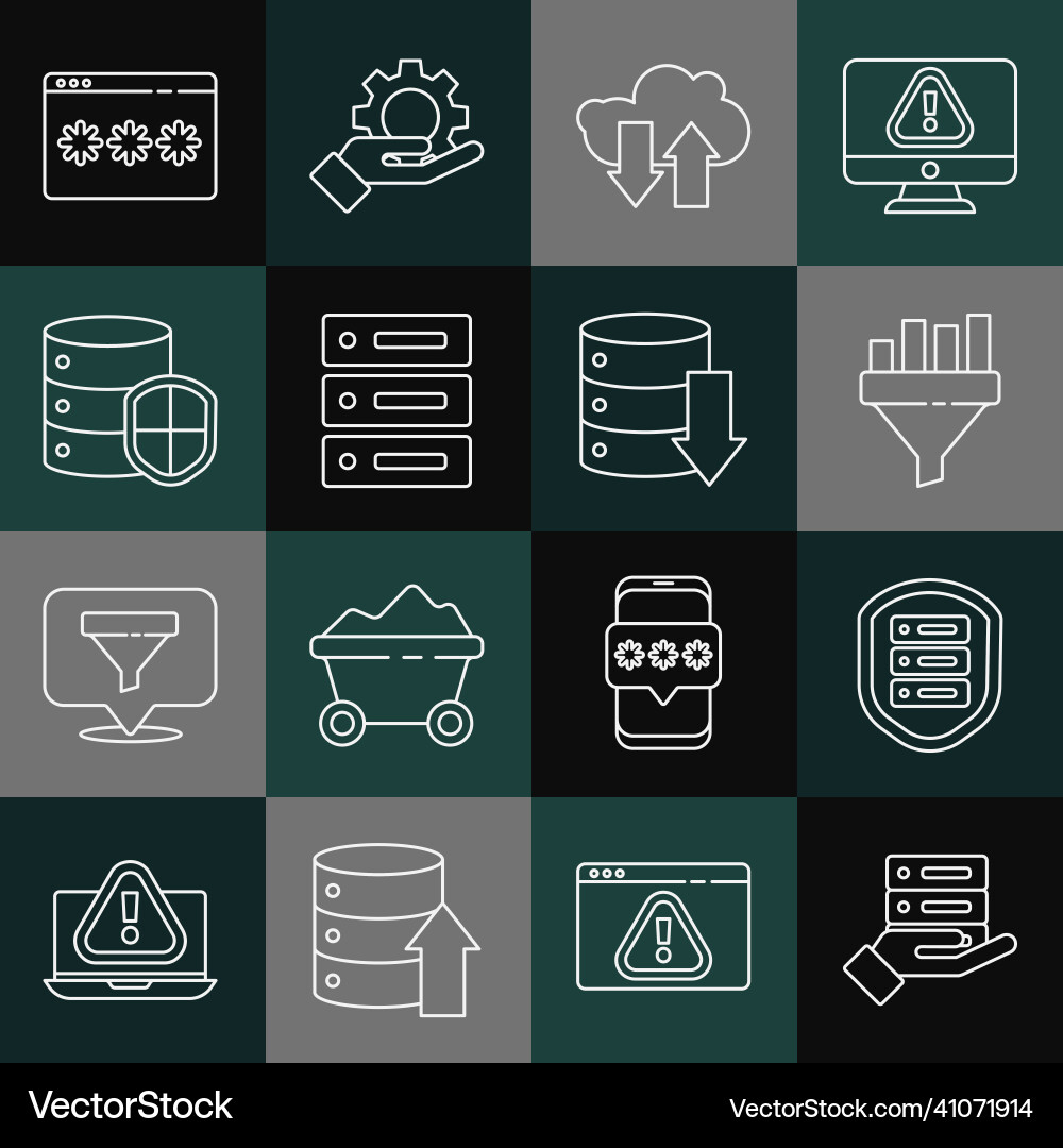 Set line server data web hosting with shield Set line server data web hosting with shield vector image