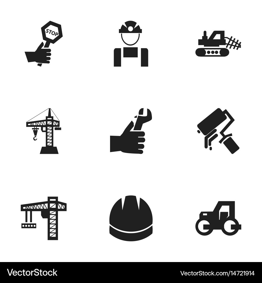 Set of 9 editable building icons includes symbols vector image