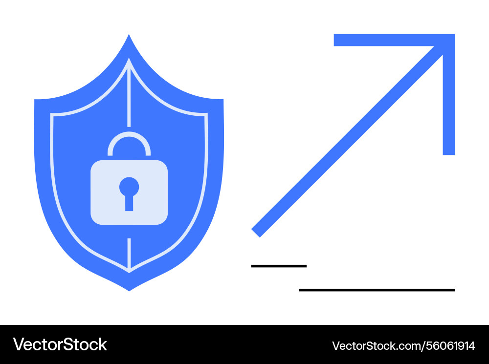 Shield with padlock and upward arrow representing Shield with padlock and upward arrow representing vector image