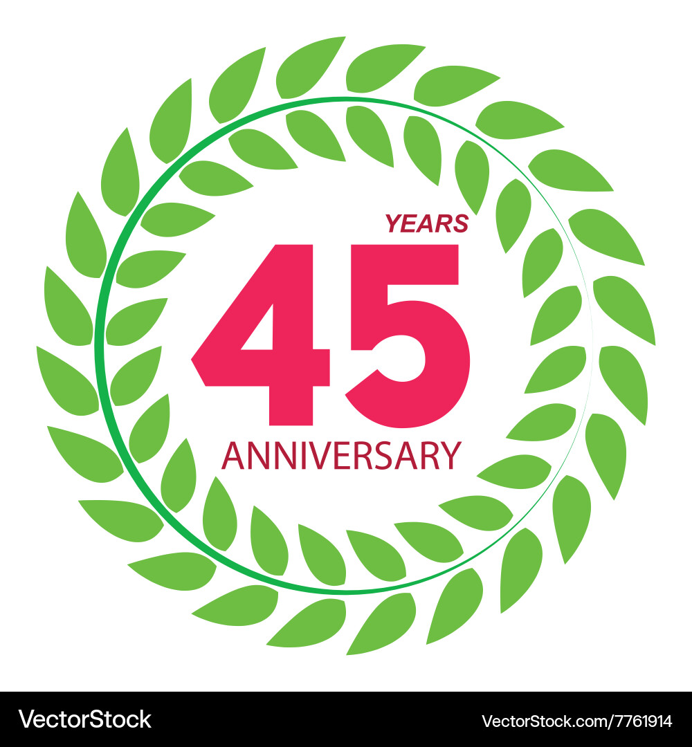 Template logo 45 anniversary in laurel wreath Vector Image