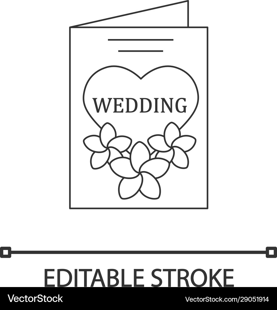Wedding invitation card linear icon Wedding invitation card linear icon vector image