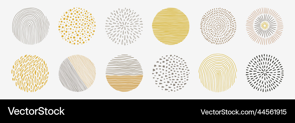 Abstract line pattern circle set hand drawn Abstract line pattern circle set hand drawn vector image