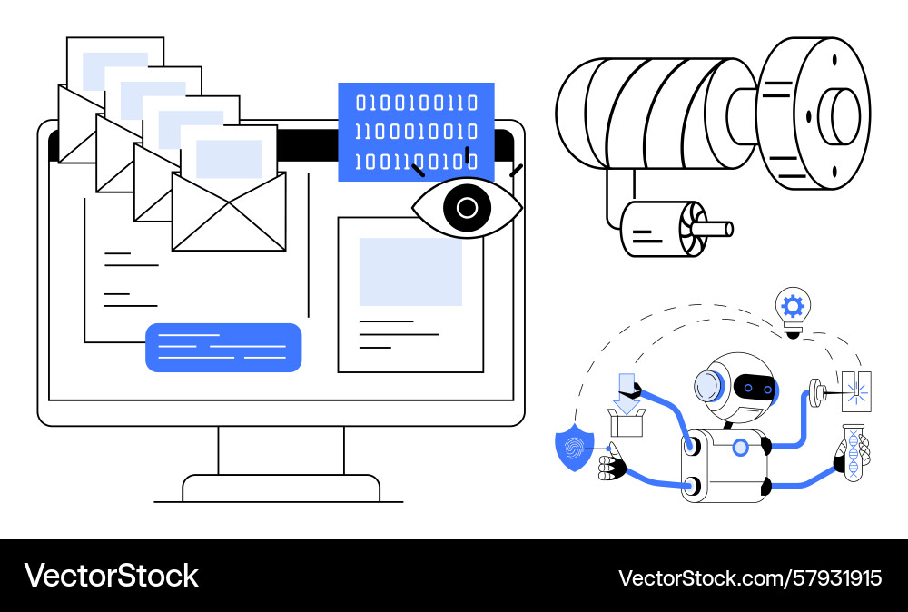 Automation and ai concepts with robot emails Automation and ai concepts with robot emails Vector Image