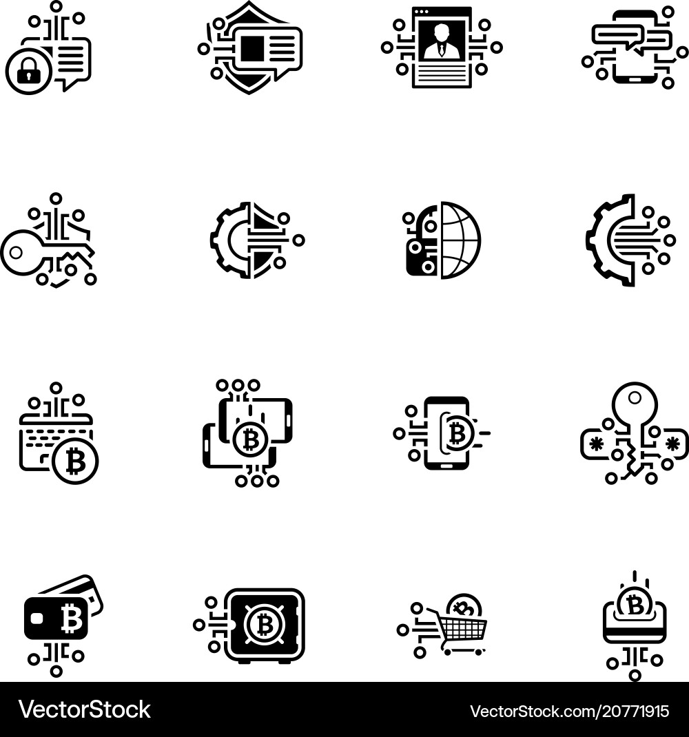 Bitcoin and blockchain crypto protection Bitcoin and blockchain crypto protection vector image