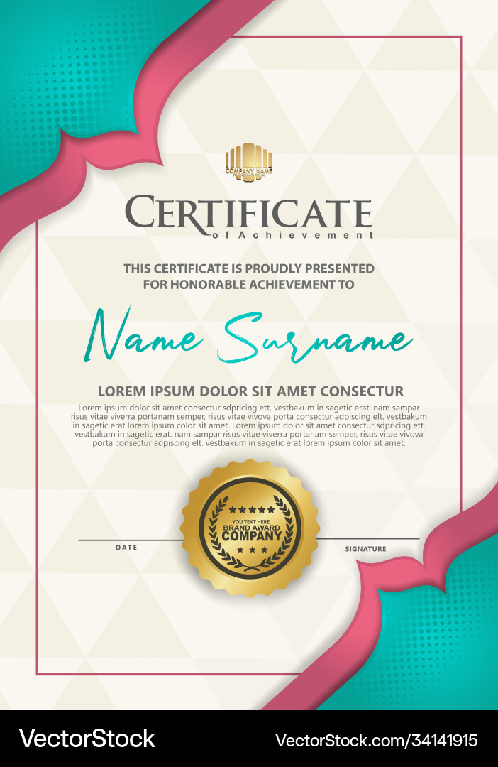 Certificate template with dynamic and futuristic Certificate template with dynamic and futuristic Vector Image