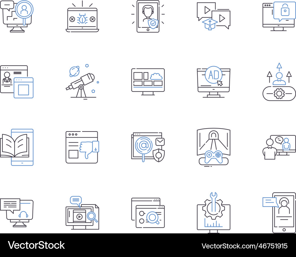 Computer and devices outline icons collection Computer and devices outline icons collection vector image
