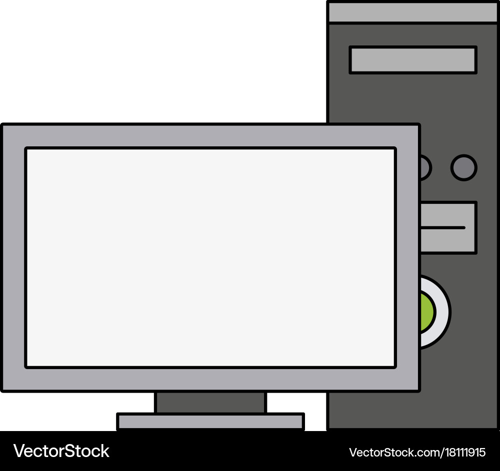Computer monitor with tower icon image vector image