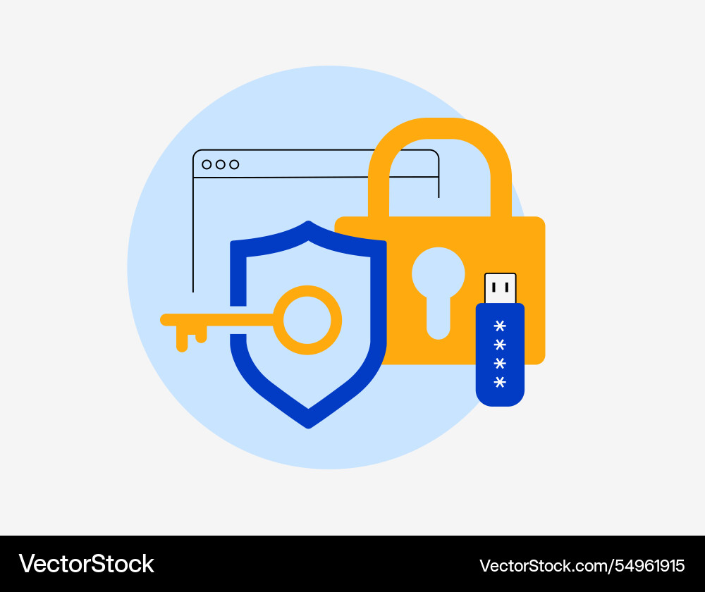 Cybersecurity concept with shield and key padlock Vector Image