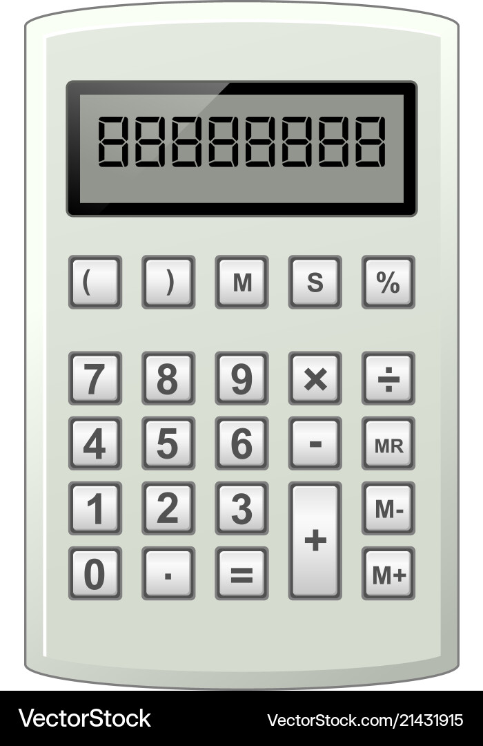 Grey Pocket Calculator with Display Vector Image