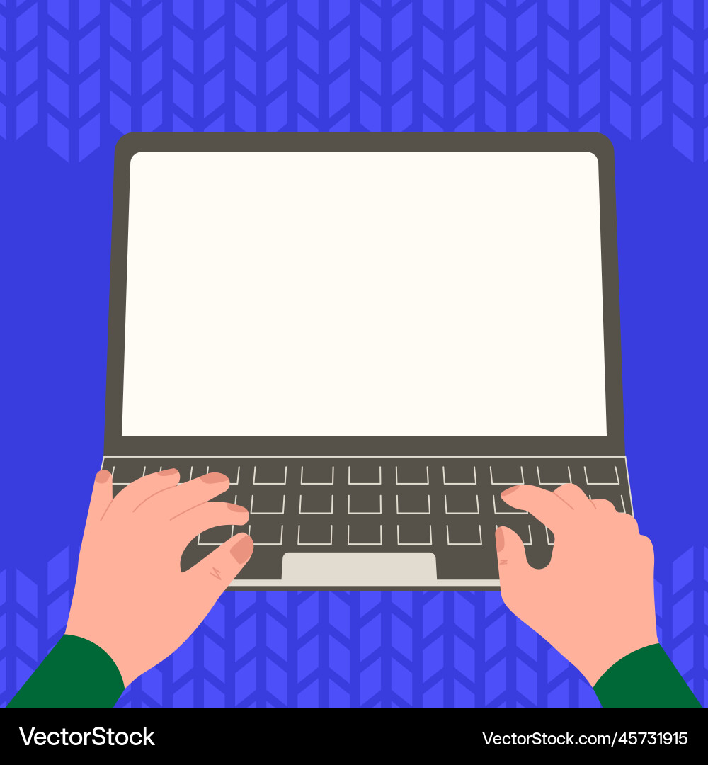 Hands typing text with keyboard laptop screen Hands typing text with keyboard laptop screen Vector Image