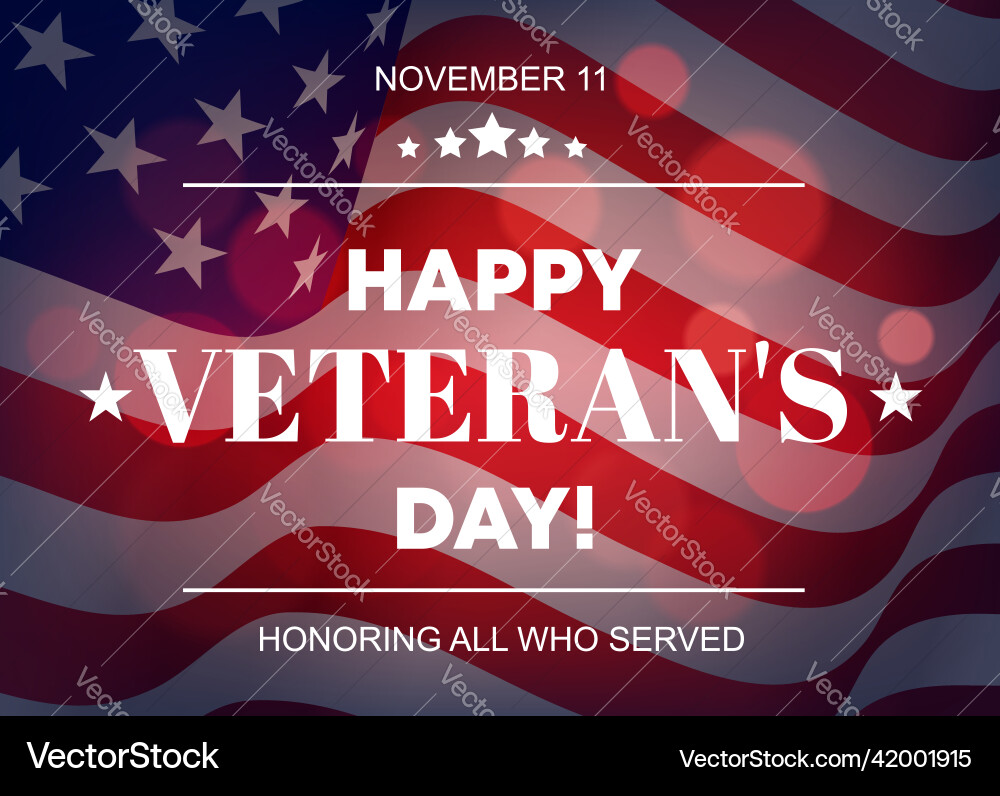 Happy veteran day greeting card usa flag Happy veteran day greeting card usa flag vector image