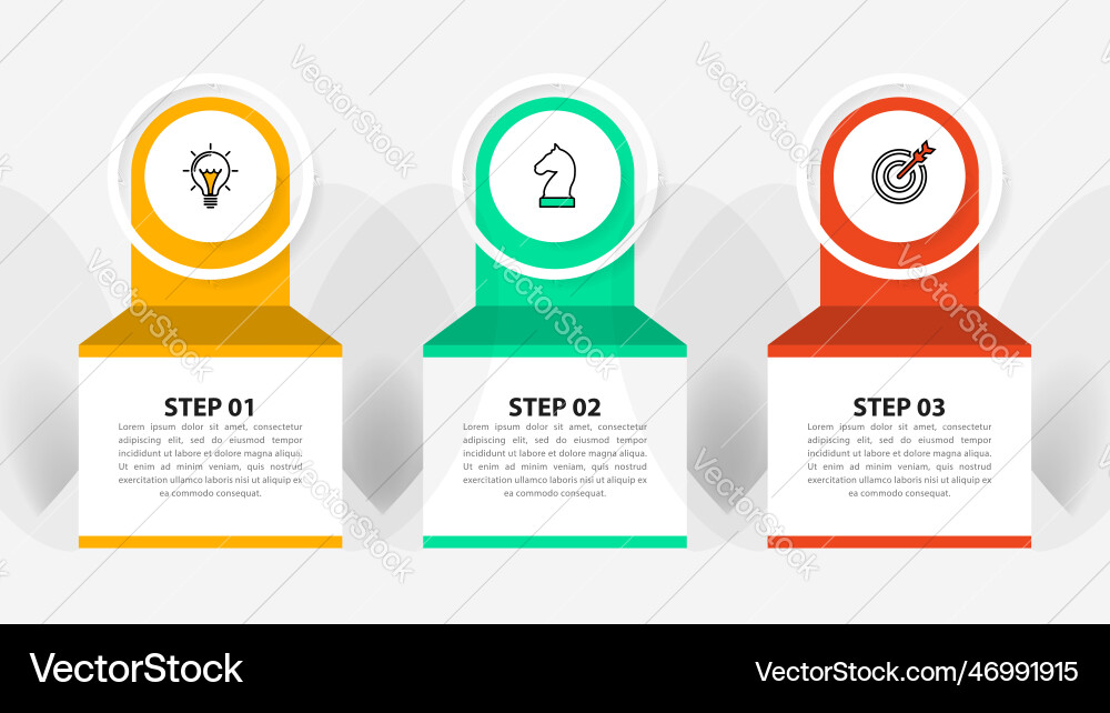 Infographic template 3 boxes with text and icons vector image