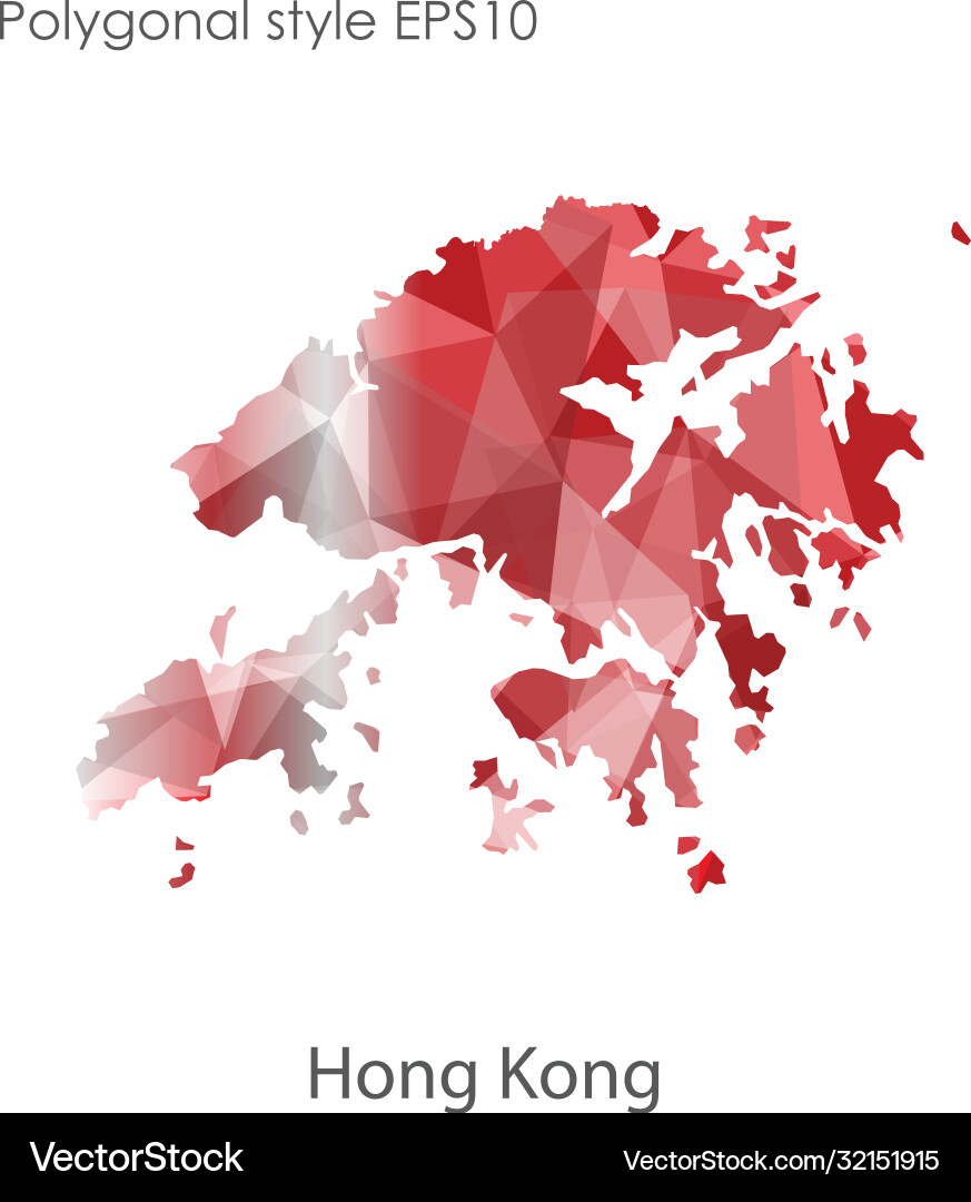 Isolated icon hong kong map polygonal vector image