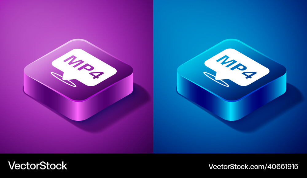 Isometric mp4 file document download button Isometric mp4 file document download button vector image