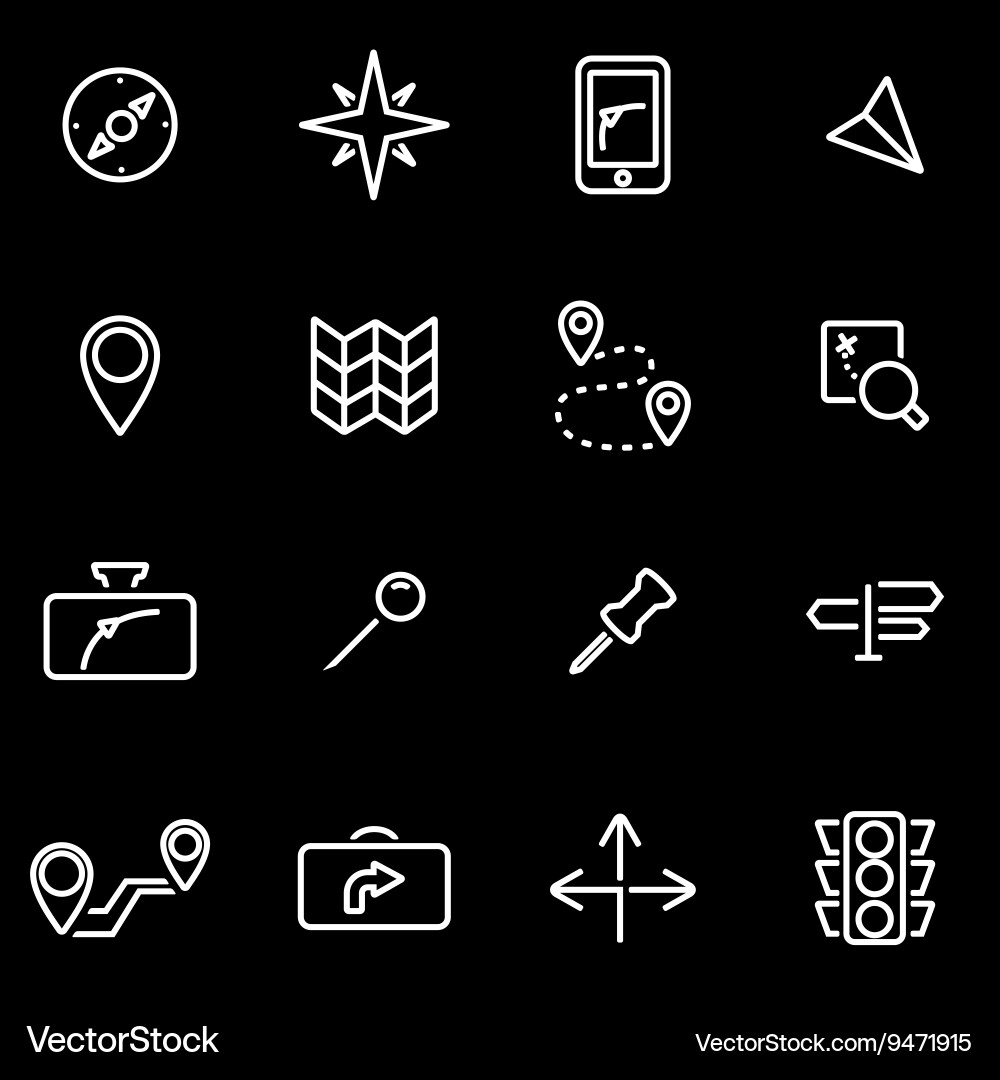 Line navigation icon set vector image
