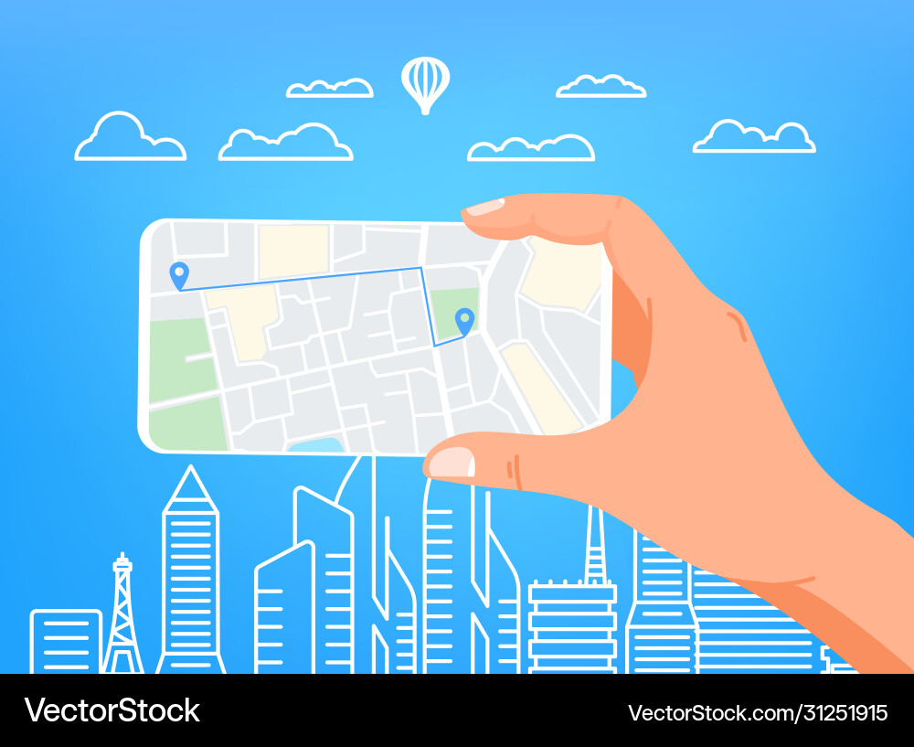 Man with modern smartphone using navigation vector image