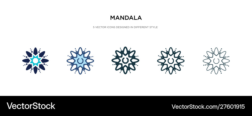 Mandala icon in different style two colored Mandala icon in different style two colored vector image