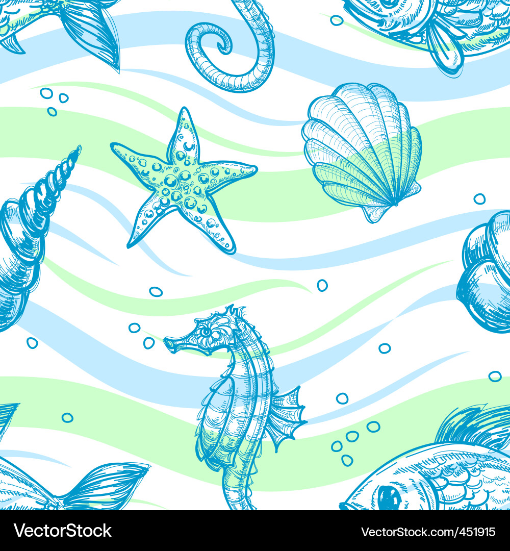 Marine Seashell Pattern Vector Image