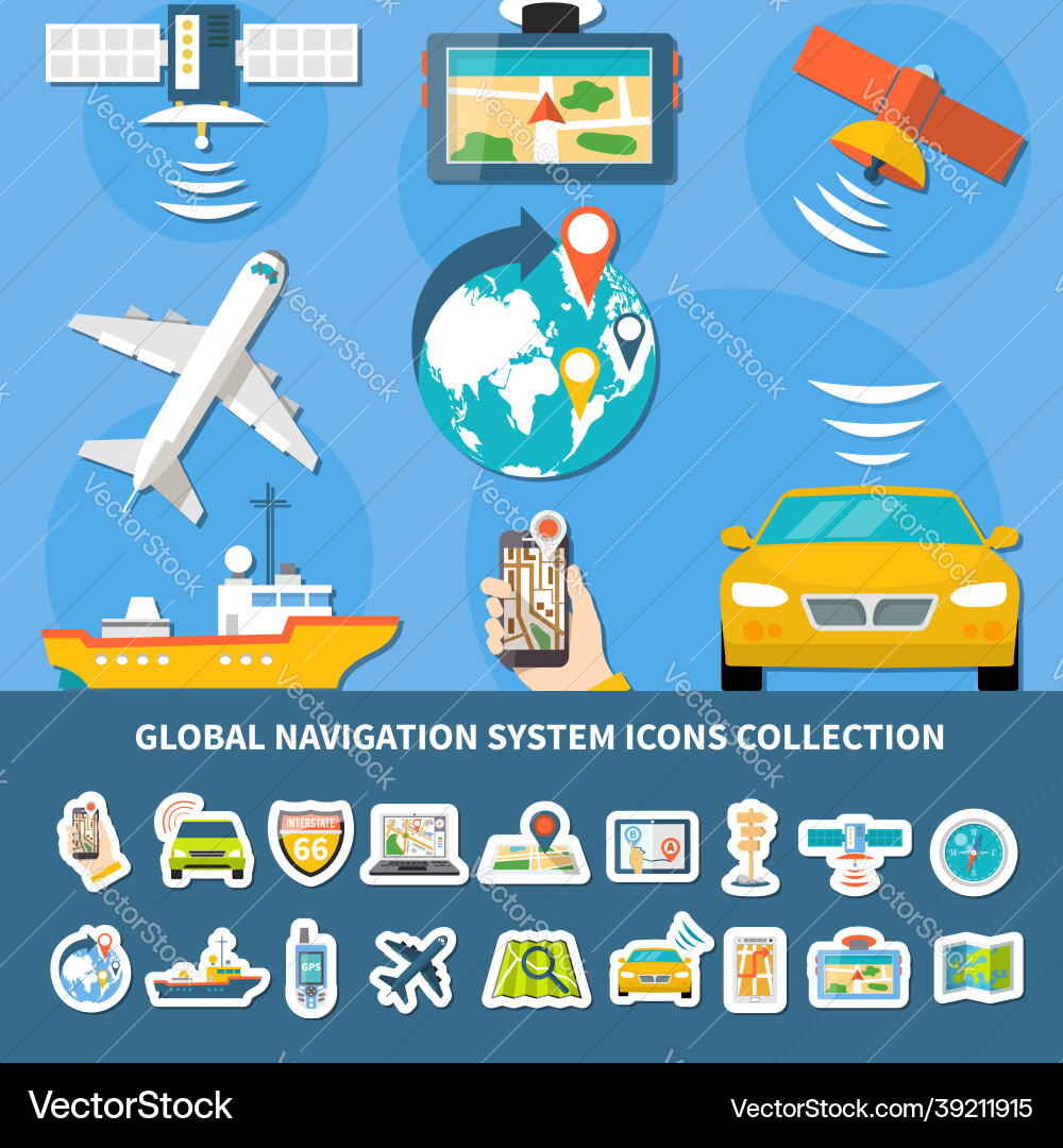 Navigation icons set background Navigation icons set background vector image